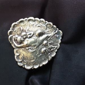 Vintage Sterling Silver "Victorian" Heart Shaped Metalwork Brooch